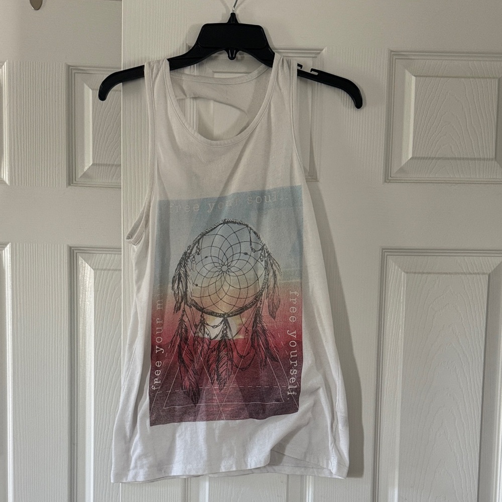 Freeze White Tank Top with Dreamcatcher Design